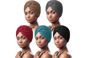 DRESHOW Gorro de Punto Turbante para Mujer Gorro de Lana Con Giro Cruzado Gorro Grueso Cálido para Invierno