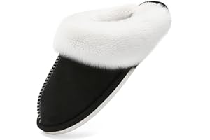 Schuvox Chaussons Femme Homme Pantoufles Hiver Automne Chaud Fourré Peluche Mousse Mémoire Forme Antidérapant Intérieur Extérieur Maison Doux Confortable Duveteux Laine