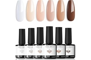 Modelones UV Esmalte de Uñas Shellac Set 6 Invierno Otoño Marrón Desnudo Blanco Color Gel Esmalte de Uñas para uv Lámpara Uñas Salón Kit DIY Halloween Navidad