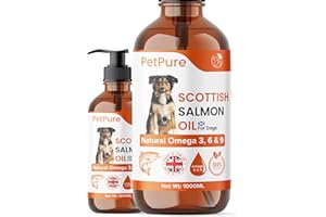 Pippa & Max Scottish Salmon Oil for Dogs & Pets (1ltr) - Pure Omega 3, 6 & 9 Fish Oil Liquid Supplement for Natural Coat, Immune Support, Skin Comfort, and Overall Health