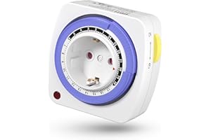 ‎HBN HBN Mechanische Zeitschaltuhr Steckdose, Tagesschaltuhr Analoge Zeitschalt-Steckdose für Innenbereich 24-Stunden-Programm, 15min, 16A/3600W