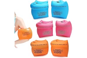 TSHAOUN 3 Pairs Inflatable Swimming Armbands for Kids Adults, Swimming Arm Bands Inflatable Arm Bands Float Roll up Sleeves Swimming Ring, Learning Swim Training Aids, 3 Colors