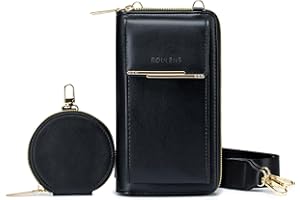 Roulens Kleine Handy Umhängetasche Damen,3 in 1 Breite Schultergurte Crossbody Handytasche,Handytasche zum Umhängen mit 2 RFID Reißverschlussfächern