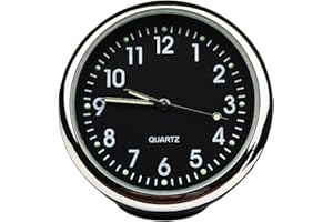 Txian Custom High Accuracy Car Clock Small Round Onboard Quartz Clock Perfect Car Decoration (black dial & black shell)
