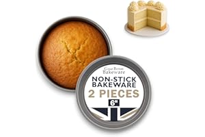SAMUEL GROVES Great British Bakeware 2 Pack 6" Superior Double Coated Non-Stick Victoria Sandwich Cake Tin, Straight Sided, Baking, Oven Safe, Round Cake Tin, Fixed Base, PFOA & BPA Free Cookware, Made in England