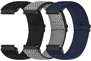 Yunshare Quick Release Watch Strap 22mm 20mm 19mm 18mm, Elastic Nylon Watch Bands Women Men for Samsung Galaxy Watch/Garmin/Fossil/Amazfit/Huawei Replacement Watch Band, 3pcs