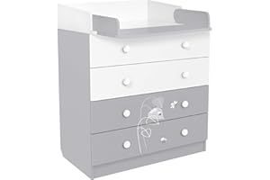 Polini Kids Wickelkommode Wickeltisch French Amis weiß-grau, 1536.55