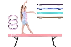 TINY TUMBLERS Poutre gymnastique - pliable pour la maison – Poutre de gymnastique réglable pour enfants – Équipement de gymnastique avancé – Poutre haute et basse – Revêtement en daim synthétique - 5 niveaux