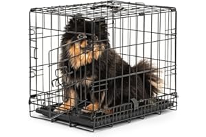 lionto Jaula Transporte Plegable para Perros Caja de Transporte, (S) 45x31x36 cm Negro