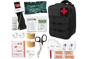 DAJILI First Aid Kit, Emergency Survival Trauma Kit First Aid Bag First Aid Molle Pouch for Home Car Holiday & Workplace, Includes Bandages, Tourniquet, Shear and Essentials for Everyday Situations