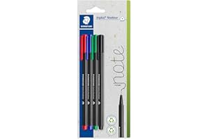 ‎STAEDTLER STAEDTLER Triplus 334-S BK4 Fineliner 334, Triangular, Superfine, Metal-Encased Tip, Approx. 0.3 mm, Made in Germany, Set of 4 on Blister Card, Assorted Colours