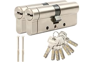 SEPOX 70mm Anti-Snap Euro Door Lock Cylinder, High Security 6 Pin, Keyed Alike, Brass Body, Stainless Steel Anti-Drill Barrel with 5 Keys