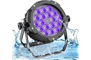 PUZILOZA Wasserdichtes LED Par RGBWA+UV 6IN1 LED, 18 LED Par Scheinwerfer mit DMX 6/10CH Stroboskop Disco Lichteffekte, Bühnenlicht Strahler für Bar, Kirchen, Club, Konzert, Party im Freien