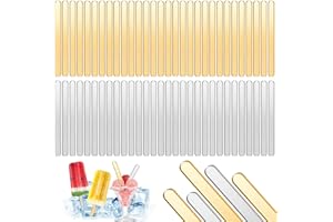 COACOM 60 Bâtons De Popsicle Acrylique, Créatifs Et Durables, Réutilisables, Accessoires De Crème Glacée À Popsicle Maison Bricolage, Or Et Argent.