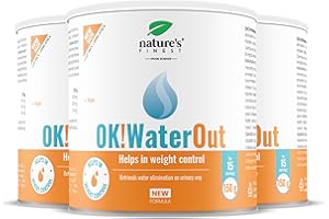NATURE'S FINEST BY NUTRISSLIM OK!WaterOut - Puissant Contre la Rétention d'Eau - 450g pour 45 Jours, Dose Puissante Sans Additifs Artificiels - Vegan Poudre Complément à base d'Ortie et Sureau