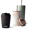 MAMEIDO Coffee Cup Travel Mug 350ml, 470ml & 700ml - Leakproof Travel Coffee Mug, Stainless Steel Travel Mugs for Hot Drinks BPA-Free (Ebony, 0,35l)