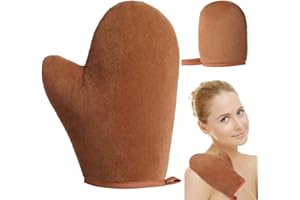 GeeRic Gant Autobronzant Applicateur Double Face, Gant Applicateur Réutilisable avec pouce, Gant de Bronzage Ultra doux avec Doigt, Marron