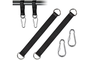 BAHAN ALAMY Mocowanie hamaka, 2 sztuki, zestaw do mocowania huśtawki, do zawieszenia, nylonowy, z 2 karabińczykami do dużych obciążeń i pierścieniami w kształcie litery D do huśtawki, hamaka