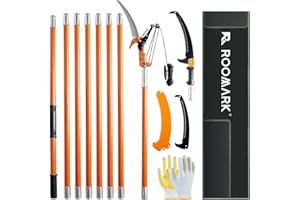Roomark Taglio ramo, telescopico, 2-8 m, estensione potatura giardino, attrezzi da giardinaggio per taglio ramo, secatore telescopico leggero e molto resistente potato su asta