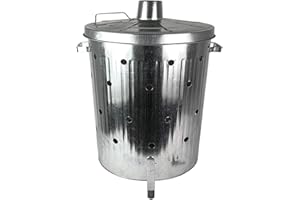 Mojawo Feuertonne 75 Liter verzinkt I Gartenabfall schnell und einfach entsorgen I Feuerfass aus Metall | Garten Verbrennungstonne | Gartentonne | Gartenofen
