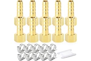ERGAOBOY 10 Piezas 10 mm OD Barb a Conectores BSP Hembra de 1/4 ", Accesorios de compresión de lengüeta de Manguera de latón