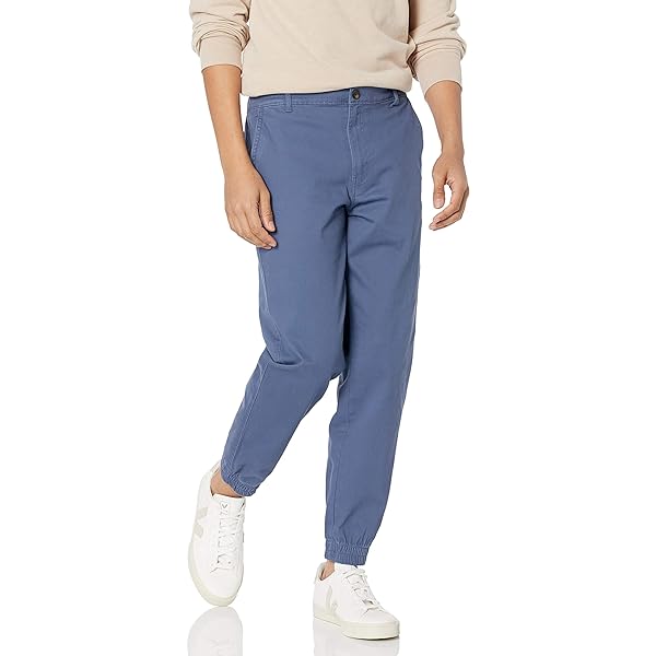 ZOXOZ Cargobroek voor heren, chino, vrijetijdsbroek, joggingbroek, katoen, elastische taille, met zakken, Kaki, L