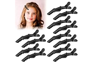 LOPHE Haarspange, 12 Stück Haarclips Schwarz Haarklammern Friseurbedarf, Krokodil-Abteilklammern Zum Stylen und Schneiden, Hair Clips for Women, Große