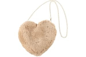 TENDYCOCO Heart Shaped Clutch Purse Faux Fur Shoulder Bag Crossbody Bag Fluffy Handbag