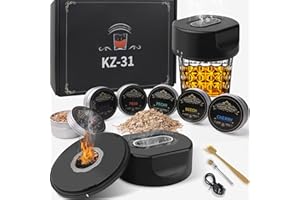 TMKEFFC Electric Cocktail Smoker Kit Built-in Lighter, Rechargeable Whiskey Smoker with 6 Wood Chips, Old Fashioned Drink Smokers,No Butane Needed, Bourbon Whiskey Gifts for Dad,Men,Husband