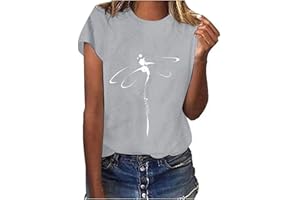 MEILYVIBA T-Shirt Damen Sommer Kurzarm Mode Hemd Bluse O-Ausschnitt Motiv Sommershirt Oberteil Tops Pullover Casual Rundhals Damenbluse Kurzen Ärmel