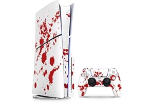 Skins4u Slim PS5 Skins Aufkleber Set kompatibel mit PlayStation 5 Disk Edition + PS5 Controller Skin Wrap Faceplate Design Schutz Folie Blood