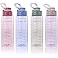 2 Liter Wasserflasche 2L 2L mit Strohhalm Zeitmarkierungen Große Flasche Sport 2L Flasche Wasserflasche D22 (blau…