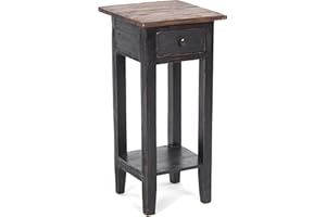 DESIGN DELIGHTS Stół telefoniczny w stylu vintage Drawer 65" | drewno z recyklingu mahoń, 65 x 31 x 31 cm (wys. x szer. x gł.) | stolik pomocniczy, Shabby Design | Kolor: 04 czarno-naturalny