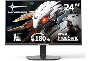 Minifire 24 Inch Gaming Monitor 180Hz 1Ms FreeSync HDR 110% sRGB FHD 1080P Computer Monitor HDMI DP Ports Eye Care Frameless VESA 75 * 75(MFG24F4L HDMI Included)