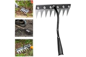 GIENSLRU 5/6/7/8 Dents Rateau De Désherbage Berthaus, Outil De Râteau De Désherbage avec Manche, Râteau De Jardin en Métal Très Résistant, Rateau Bertaus pour Désherber/Ameublir/Semence (8 Dents)