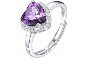 Suplight - Anillo ajustable de plata 925, anillo de boda, joyería para mujer, niña, piedra de nacimiento de 8 mm, 12 colores enero-diciembre