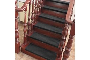 RELOVE Antideslizante Alfombras de Escalera, Alfombra de Escalera Antideslizante Autoadhesivo Alfombrillas de Seguridad para Niños/Ancianos/Perros Interior (30PCS, Negro)