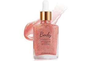 AICOCODIDA Olio glitterato illuminante per il corpo, olio glitterato illuminante per il viso, Long Lasting Shine Illuminating Cheek Lip Makeup, Body Glow Shimmer Lotion, 30 ml (rose golden)