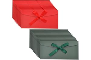 Bliceon 20 Pcs Money Envelopes With Ribbons, 8.7x4.3in Kraft Paper Wallets for Cash Gifts, Christmas & New Year, Party Favor in Red and Green