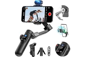 Gimbal-Stabilisator für Smartphone-KI-Tracking (Keine App), 3-Achsen-Gimbal mit OLED-Display/integriertem Licht, Stabilisator für iPhone und Android, AOCHUAN X Pro Graue KI-Version