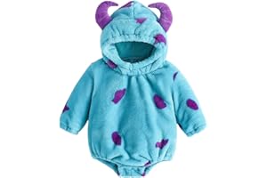 WERNZATT Toddler Baby Halloween Monster Costumes Fuzzy Warm Hooded Zip-Up Romper Jumpsuit Funny Carnival Animal Cosplay Outfits Fall Winter Clothes