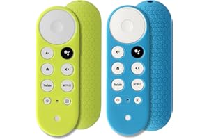Pinowu Etui na pilot głosowy do urządzenia Chromecast z funkcją Google TV (Voice Remote), świecące w ciemności, odporne na wstrząsy, silikonowe, turkusowe i zielone, 2 szt.