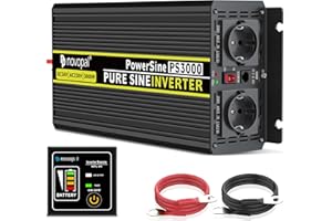 Novopal Power Inverter Onda Sinusoidale Pura 3000W 6000W Trasformatore di Potenza Convertitore,DC 24V in AC 220V 230V Invertitore di Tensione,2 EU Presa con Uscita USB,5M di Telecomando