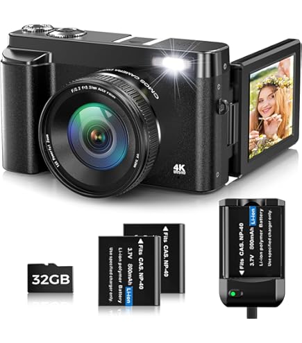 Appareil Photo Numérique Compact 56MP - Vidéo 1080P, écran 2,8", 2 Batteries, Carte 32GB - Pour Débutants, étudiants