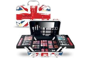 GLOSS! | Juegos de maquillaje LONDON XL para Mujer | 60 piezas: Rubor, Sombra de ojos, Lápiz labial, Esmalte de uñas | Organizador Maletín | Idea Set de Baño de Mujer