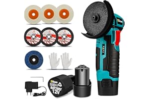 HIGHSAM Gisam Smerigliatrice Angolare Mini Flex a Batteria 12V-76 (Diametro Disco: 76 mm), con 2 x 2000mah Batterie e Motore Brushless per Molatura, Lucidatura, Taglio