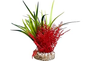 Tyrol - Pianta d'Acquario artificiale - Decorazione per Acquario - Pianta in plastica su base - Pianta da appartamento Corallo e Pianta - Ancoraggio facile al fondo dell'Acquario - Made in France