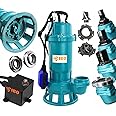 550W Submersible Dirty Water Pump Grinder Sewage Well Septic Flood Sewage Sump (550W Pump + 20m White FIRE Hose)