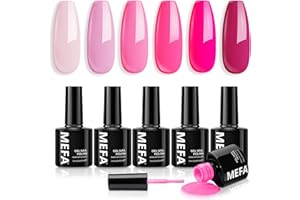 MEFA Gel Nail Polish Set, 6 Colors Nude Pink Gel Polish Set Gel Polish Set Soak Off UV Gel White Nail Gel Manicure Nail Art Salon DIY Home