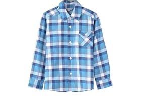 Bienzoe Boys Button Down Shirt: Kids Plaid Flannel Long Sleeve Shirts